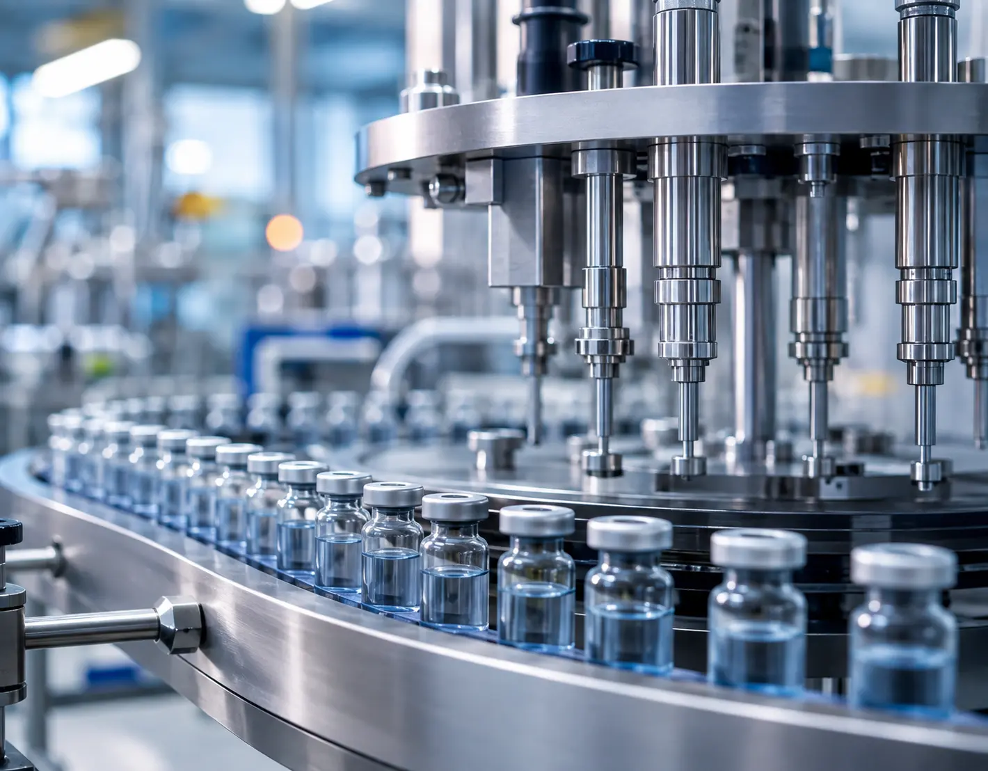 Pharmaceutical production line representing healthcare sector and financial market developments in March 2024