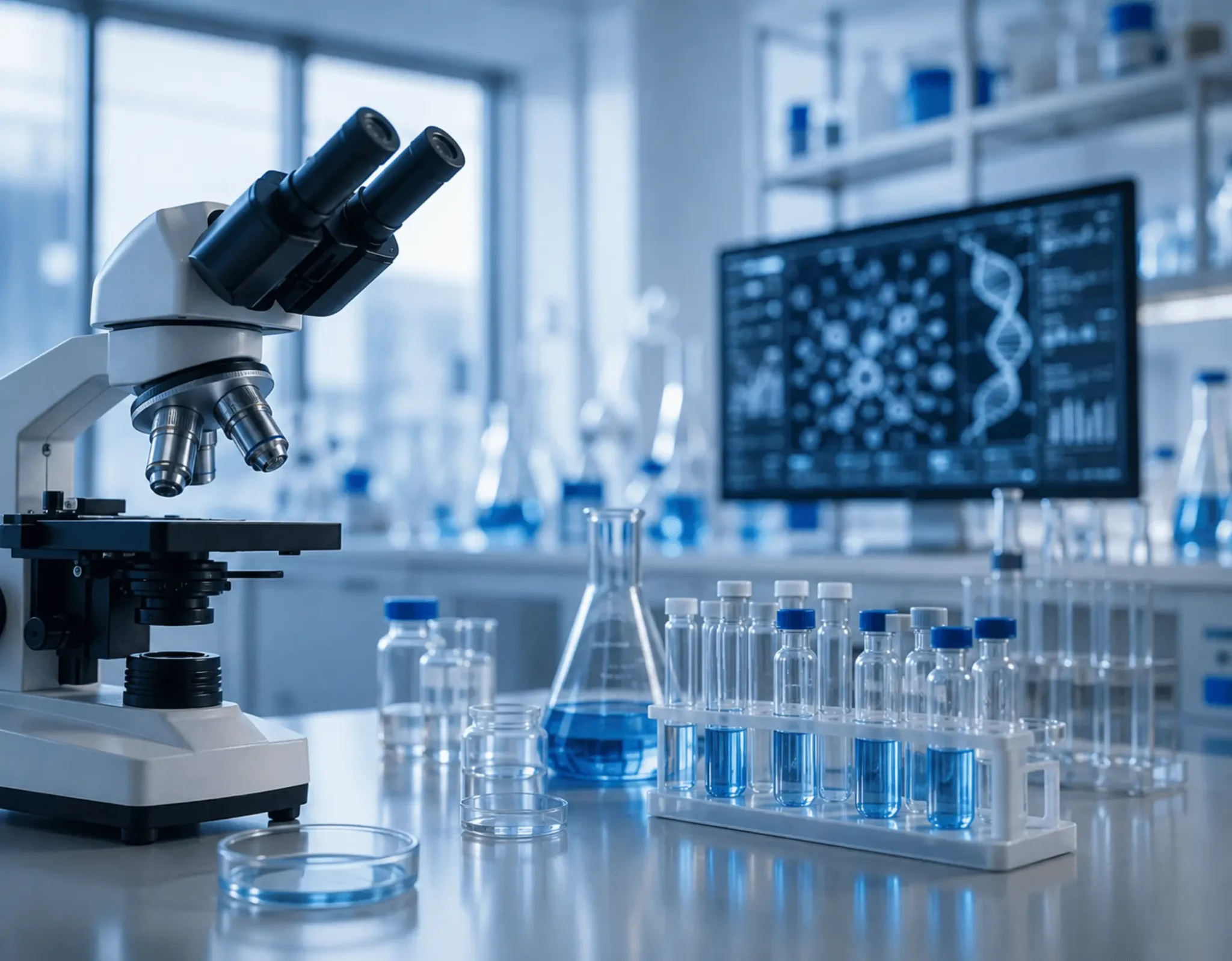 Laboratory and biotechnology research representing financial market developments in July 2024