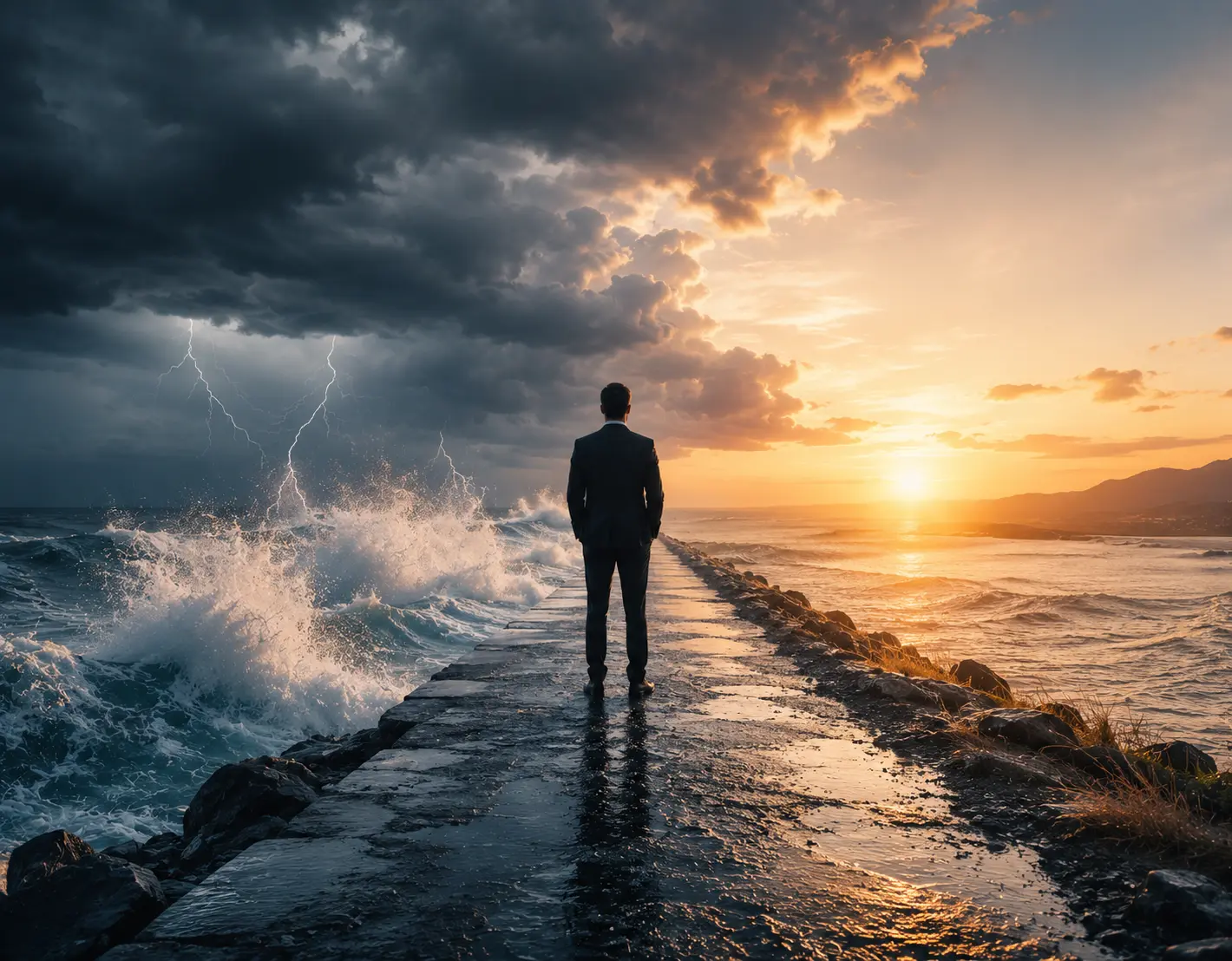 Investor facing uncertain market conditions representing recession fears and equity market volatility