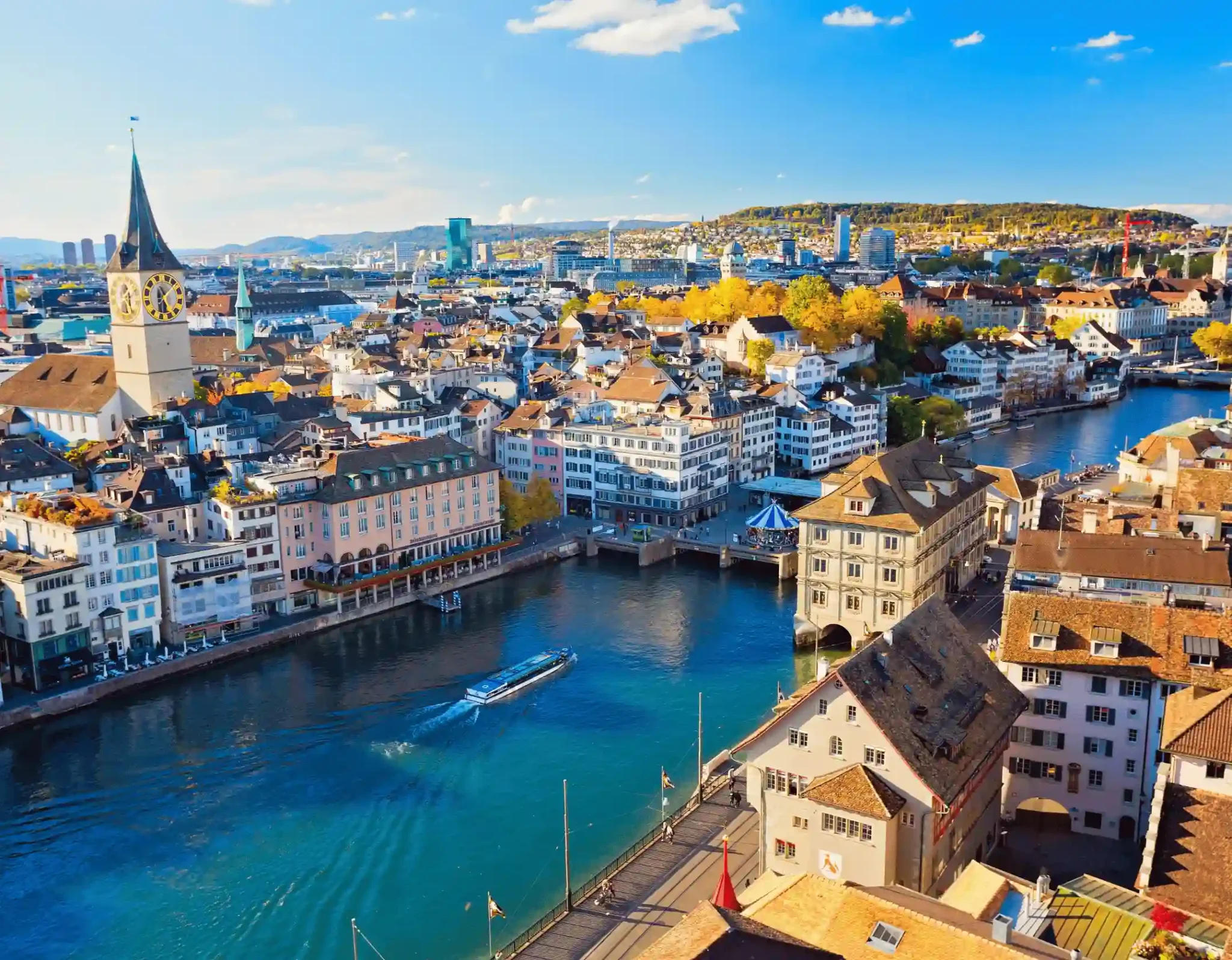 Aerial view of Zurich representing financial market developments in March 2025