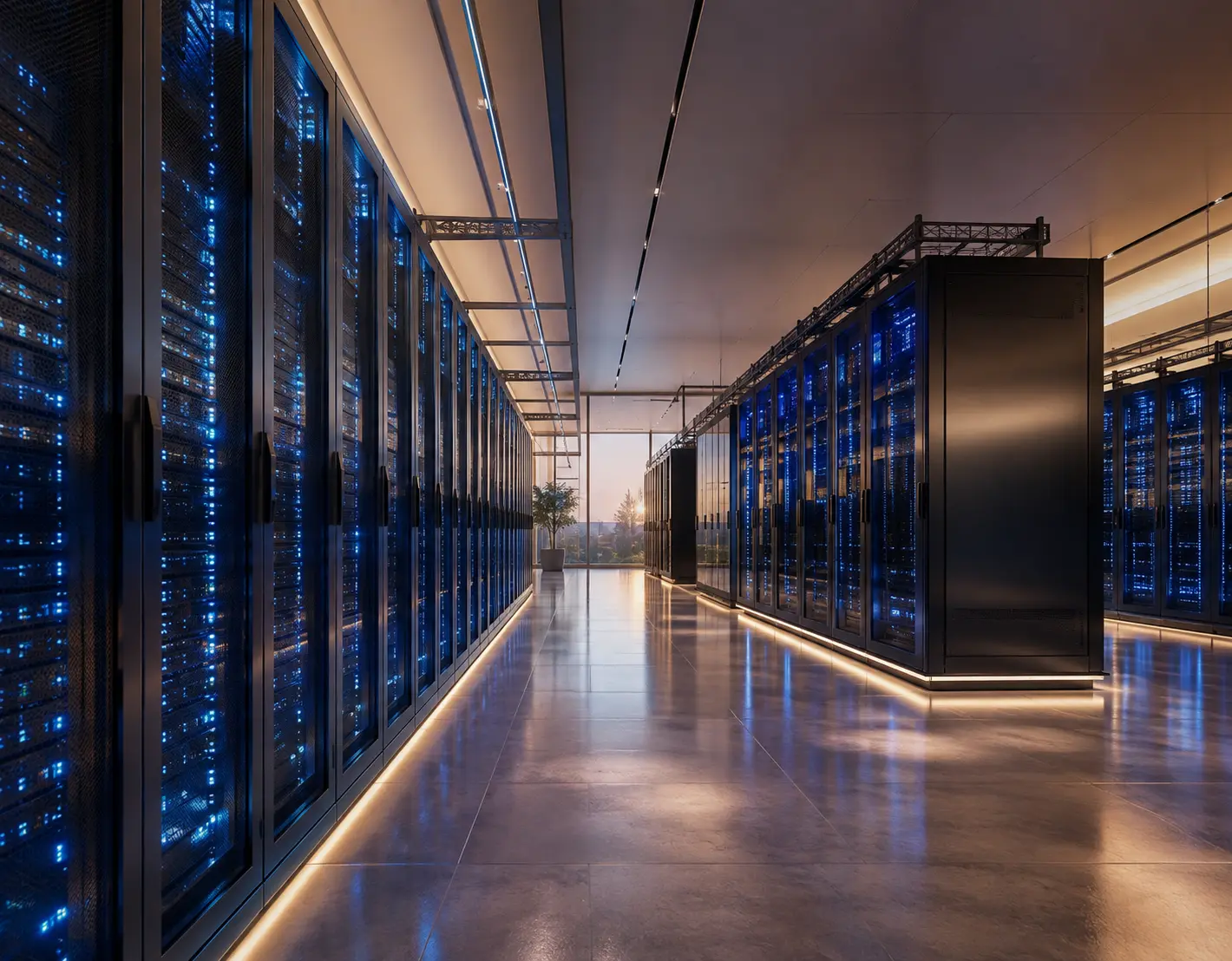 Modern data center representing artificial intelligence and technology infrastructure investments