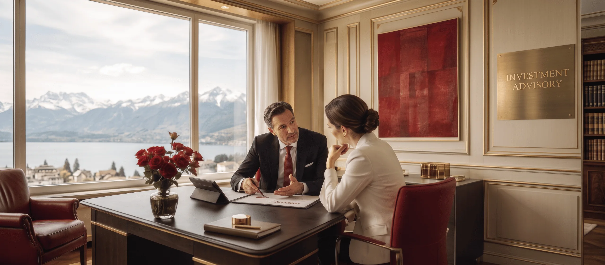 Investment advisor meeting with a client to discuss independent investment decisions