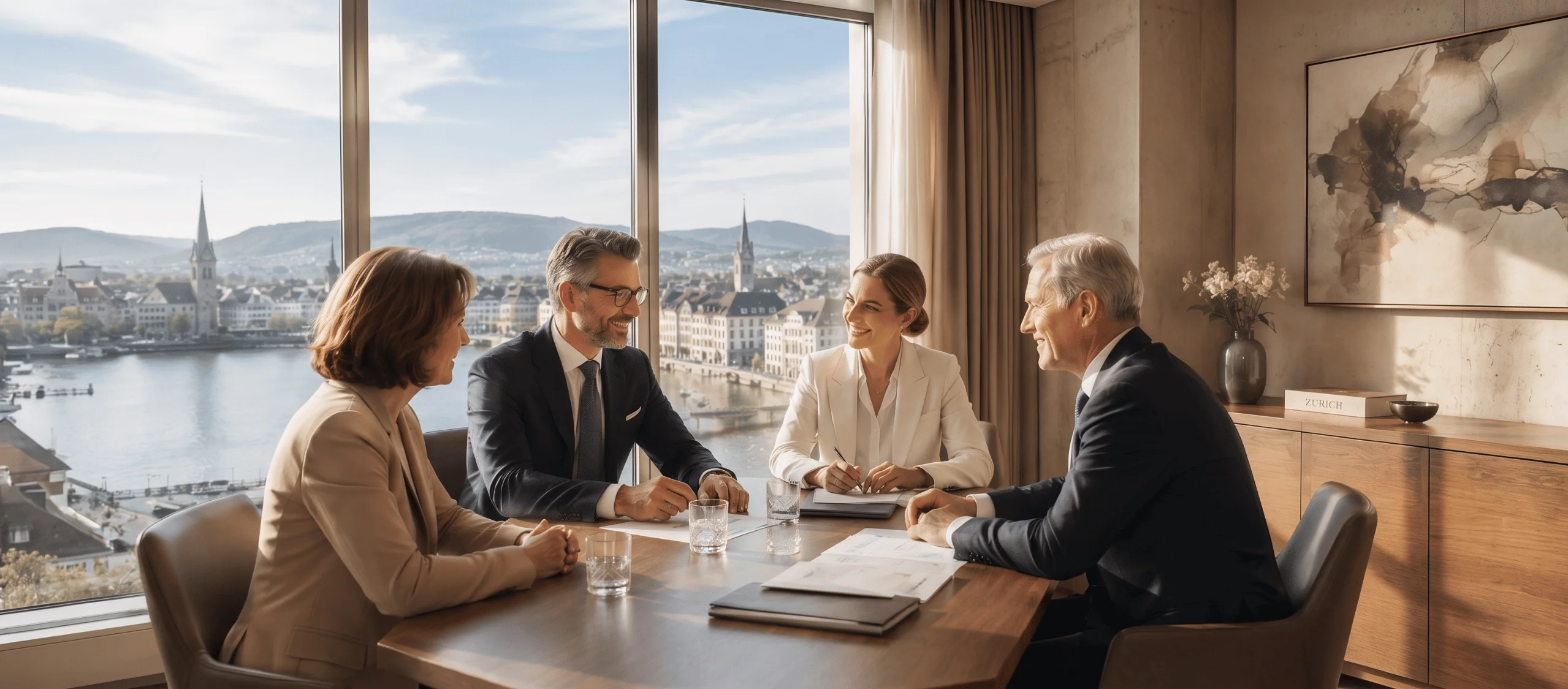 Client meeting in Zurich representing Grimaldi & Partners independent wealth management